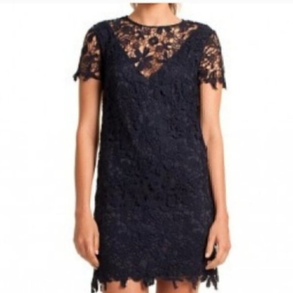 Trina Turk Dresses & Skirts - Trina Turk Lace Mini Midnight Navy Short Dress Crochet Lace